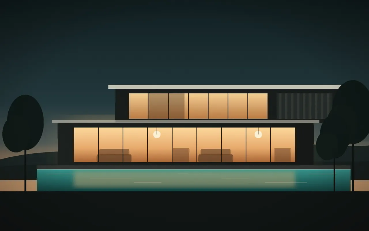 Residência Horizonte — fachada ao entardecer